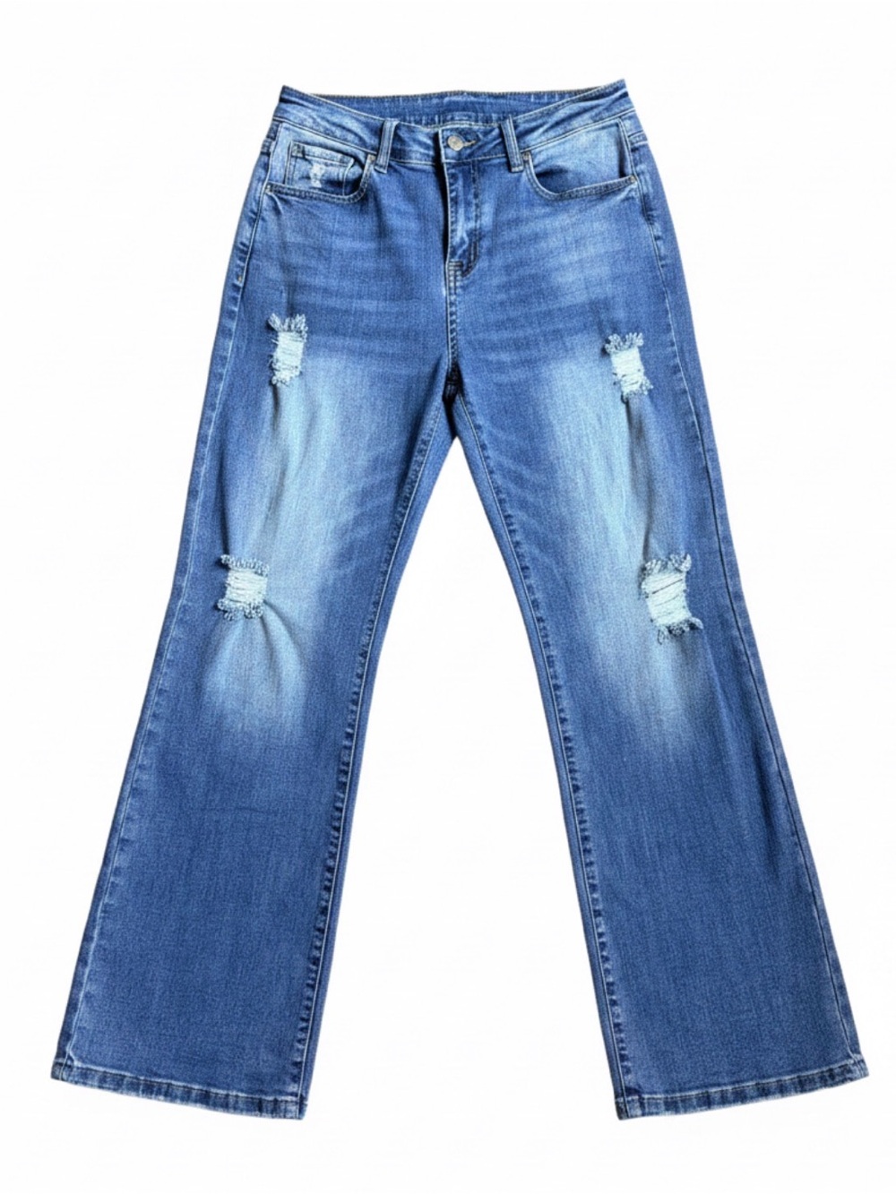 Classic Mid Wash Distressed Women's Jeans